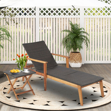 Patio Rattan Chaise Lounge