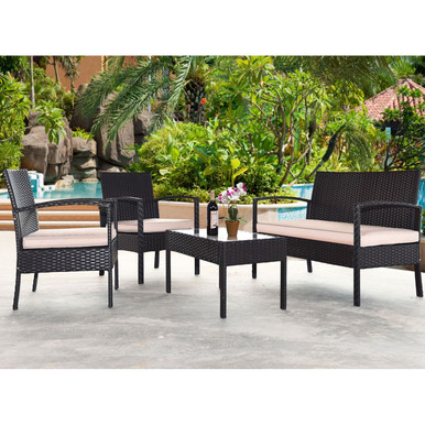 Patio Rattan Conversation Furniture (4 Piece Set)
