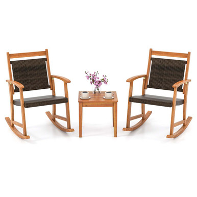 Patio Rattan Rocking Chair Set (3 Piece Set)