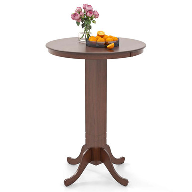 30&rdquo; Round Pedestal-Base Bar Table with Rubber Wood Frame