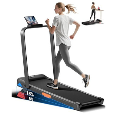 Cursor Fitness 15% Incline Walking Pad Treadmill with Handlebar