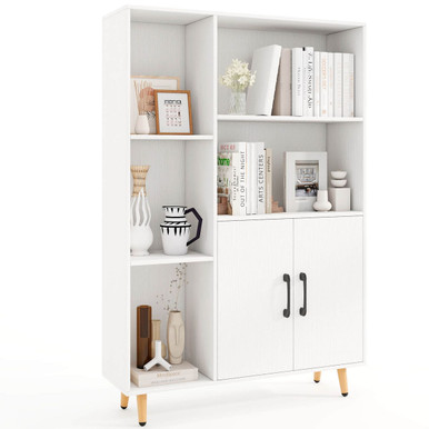 Free-Standing Storage Cabinet with Open Shelves