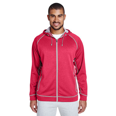 Team 365 Men's Excel Melange Performance Fleece Jacket - Sport Dark Navy/Sport Gray