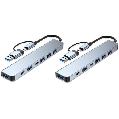 7-in-1 Aluminum USB C & USB Hub (2-Pack)
