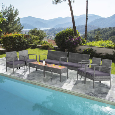 Cushioned Patio Rattan Furniture (8 Piece Set)