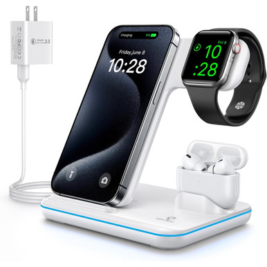 Waitiee 3-in-1 Wireless 15W Fast Charging Station for Apple Devices