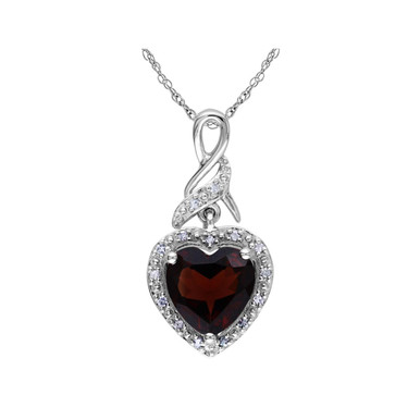 2.00 Carat (ctw) Garnet Heart Pendant Necklace