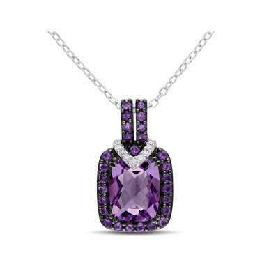3.08 Carat (ctw) Amethyst Pendant Necklace In Sterling Silver
