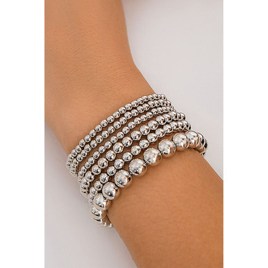Silver Multi Layered Beaded Bracelet