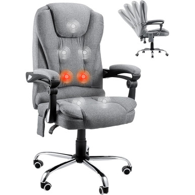 Office Chair with 7 Points Massage and Heat Function - Grey