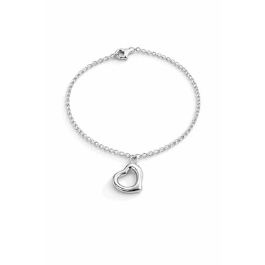 Minimalist Silver Tone Heart Charm Bracelet