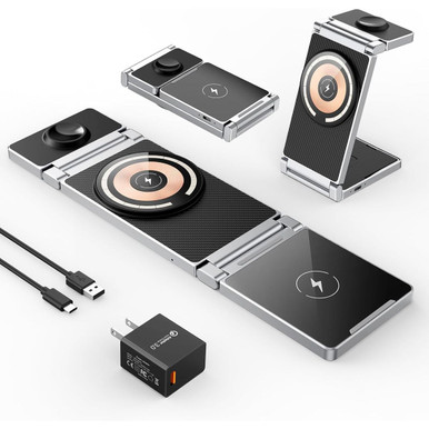 3-in-1 Magnetic Charging  Foldable Wireless Stand