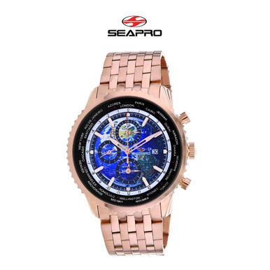 Seapro Men's Meridian World Timer GMT Blue Dial Watch