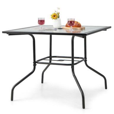 35'' Patio Dining Table with Tempered Glass Top