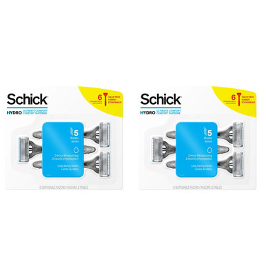 Schick Hydro Ultimate Comfort 5 Blade Disposable Razor (2-Pack)