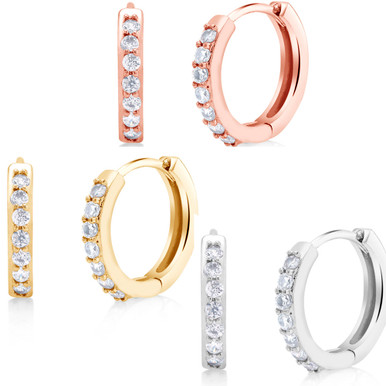 Cubic Zirconia 18K Gold-Plated Huggie Earrings
