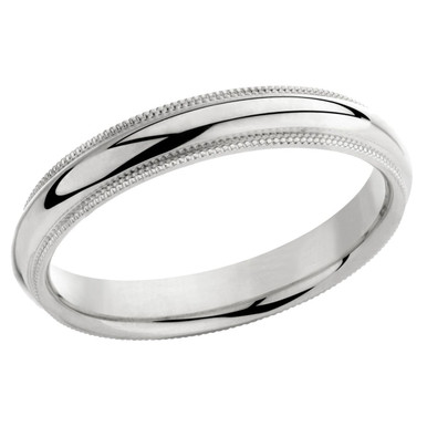 Unisex Comfort Fit 4mm Milgrain Wedding Band Ring in Sterling Silver - Ring size: 4