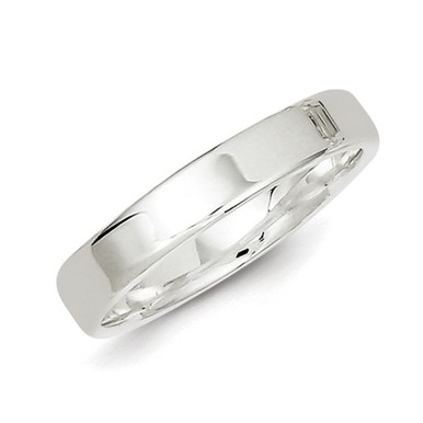 Unisex Comfort Fit 4mm Flat Wedding Band Ring in Sterling Silver - Ring size: 4.5