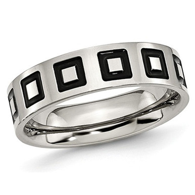 Men's 6mm Enameled Stainless Steel Comfort Fit Wedding Band Ring - Ring size: 6