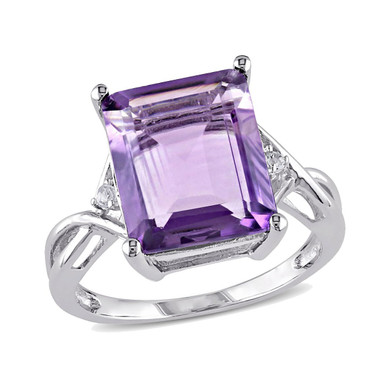 5.80 Carat (ctw) Amethyst & White Topaz Ring in Sterling Silver - Ring size: 5