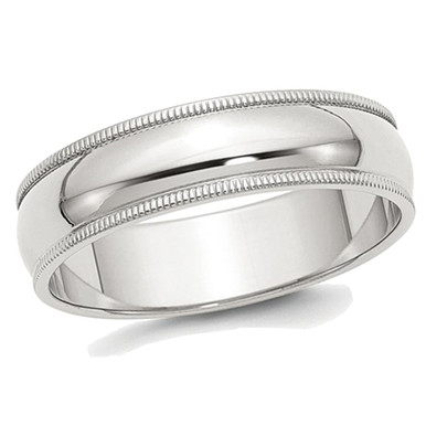 Ladies or Men's Sterling Silver 6mm Milgrain Wedding Band Ring - Ring size: 5