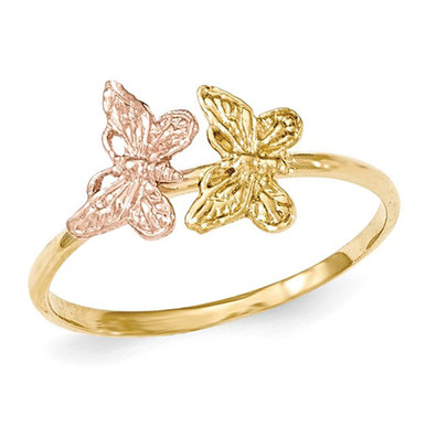 Ladies 14K Yellow and Pink Two-Tone Polished Butterfly Ring
