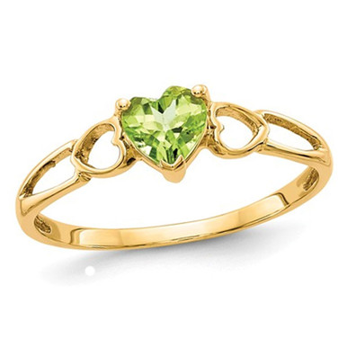 Natural Peridot 2/5 Carat (ctw) Heart Promise Ring in 14K Yellow Gold