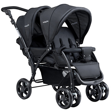 Foldable Twin Baby Double Stroller with Adjustable Backrest