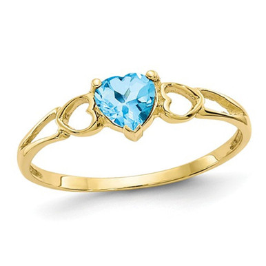 1/2 Carat (ctw) Natural Swiss Blue Topaz Heart Ring in 10K Yellow Gold (Size 7)
