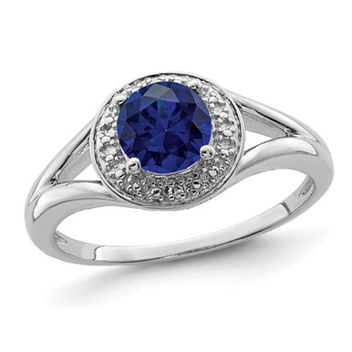 2/3 Carat (ctw) Lab-Created Blue Sapphire Ring in Sterling Silver - Ring size: 5
