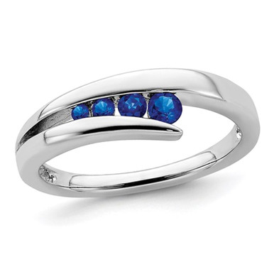 1/5 Carat (ctw) Natural Blue Sapphire Ring Band in 14K White Gold