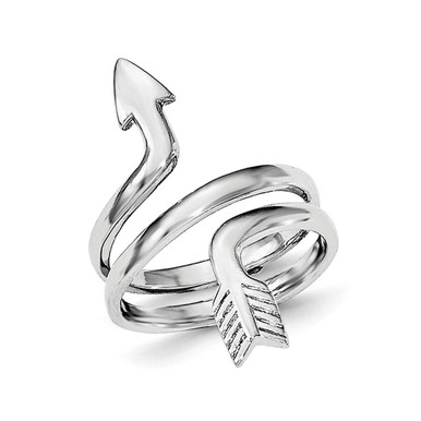 Ladies Sterling Silver Rhodium Plated Arrow Wrap Ring (Size 7)