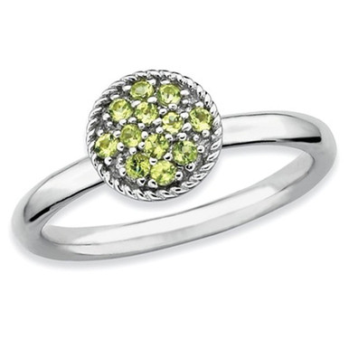 Ladies Natural Peridot Ring 1/5 Carat (ctw) in Sterling Silver - Ring size: 5