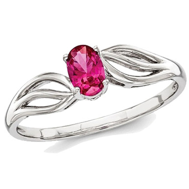 1/2 Carat (ctw) Lab-Created Ruby Ring in Rhodium-Plated Sterling Silver - Ring size: 5