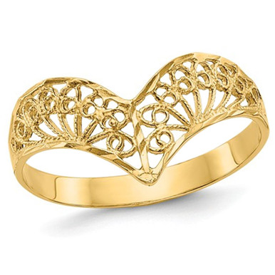 Ladies 14K Yellow Gold Diamond Cut Filigree Ring (Size 7)