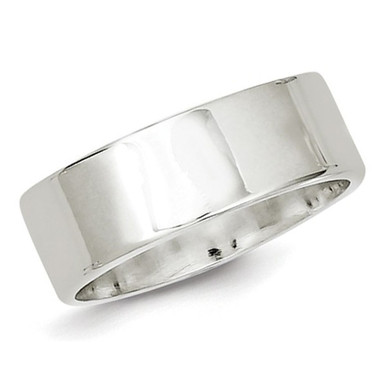 7mm Comfort Fit Flat Wedding Band Ring in Sterling Silver - Ring size: 4.5