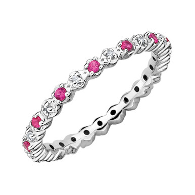 0.30 Carat (ctw) Lab-Created Ruby Ring in Sterling Silver - Ring size: 5