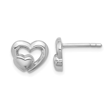 Sterling Silver Polished Double Heart Post Earrings