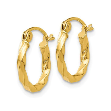 Small Twist Hoop Earrings in 14K Yellow Gold 1/2 Inch (2.00 mm)