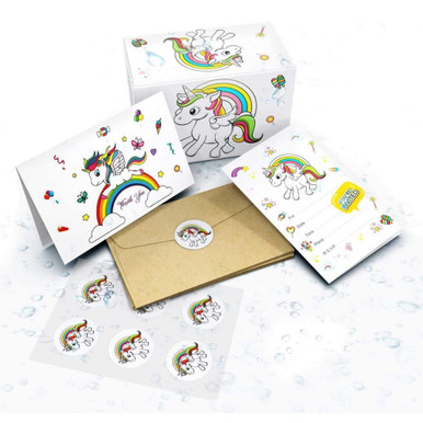 Unicorn-Themed Invitation & Thank You Cards Set