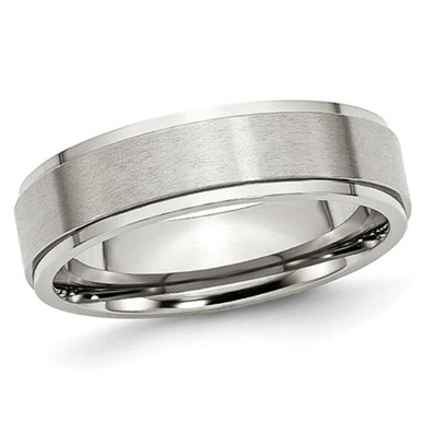 6mm Men's Chisel Satin Stainless Steel Comfort Fit Wedding Band Ring - Ring size: 11