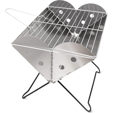 Zone Tech® Flatpack Portable Foldable Stainless Steel Grill & Fire Pit