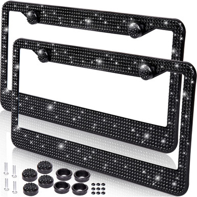 Zone Tech Shiny Bling Rhinestone License Plate Frame (2-Pack)