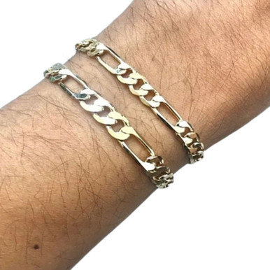Unisex 14K Gold-Plated&nbsp;High Polish Figaro Bracelet