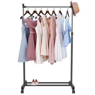 Height-Adjustable Garment Hanger with Wheels