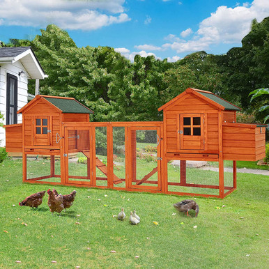 12-Foot Large Wooden Dual Chicken Coop Nesting Box