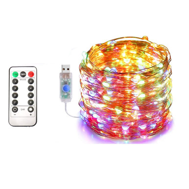 40-Foot USB Waterproof LED Christmas String Lights with Remote Control