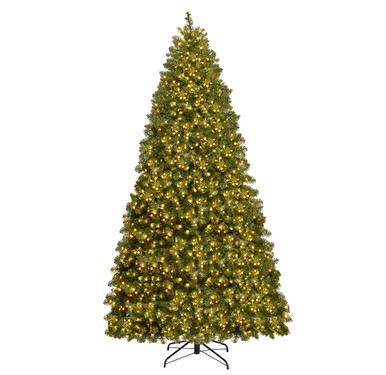 Pre-Lit 6-, 7-, or 8-Foot PVC Spruce Hinged Christmas Tree  - 6 ft Pre-Lit Chirstmas Tree