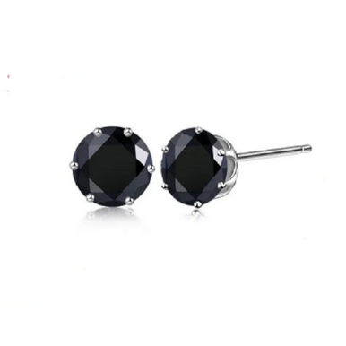 18K-White-Gold-Plated Round Stud Earrings Set (2-Pair)