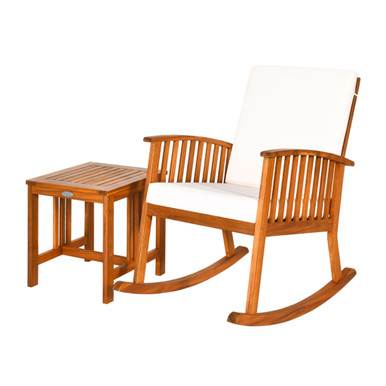 Acacia Wood Patio Rocking Chair & Coffee Table